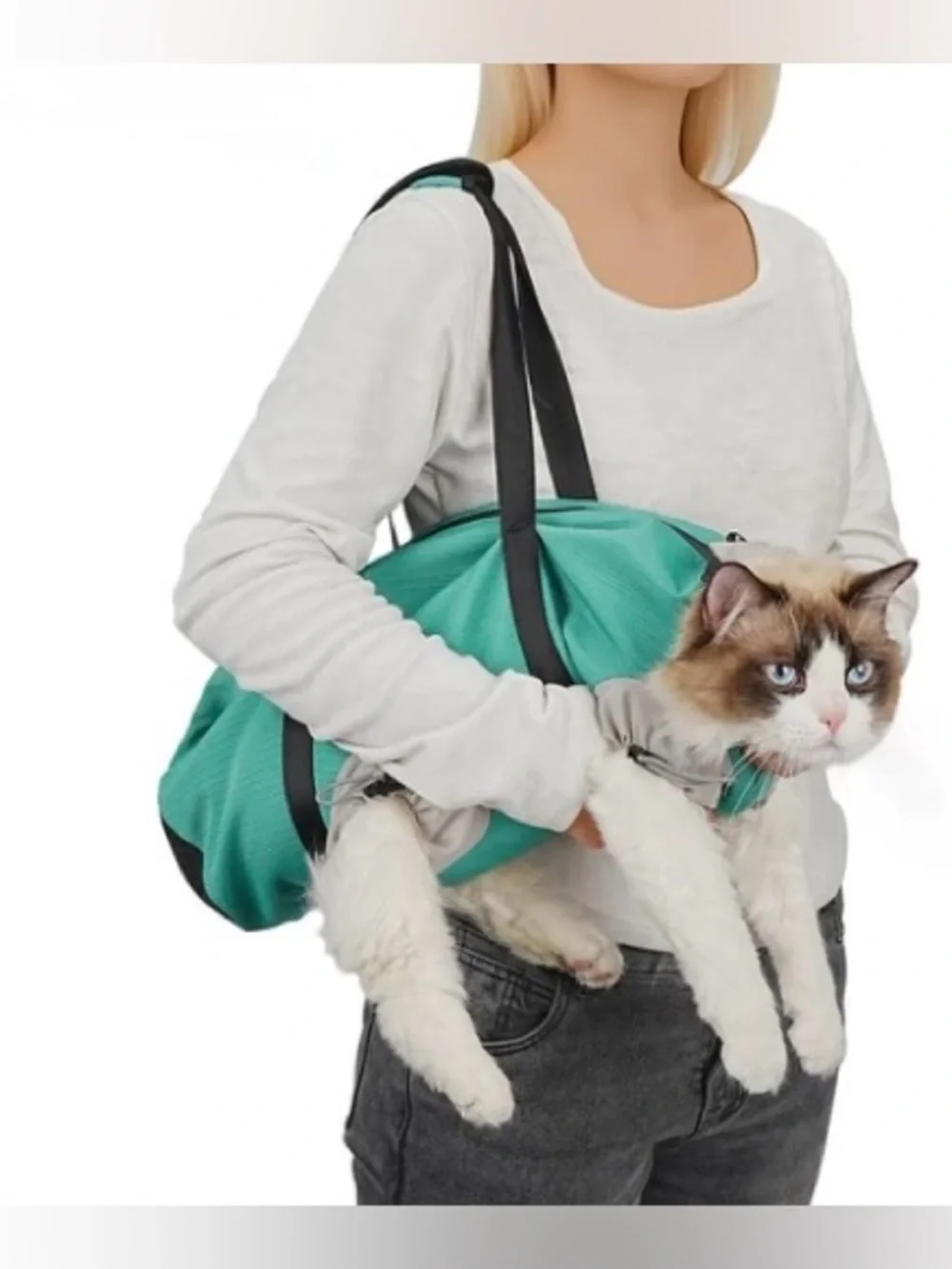 Pet Carrier Sling Bag for Cats - Teal Green